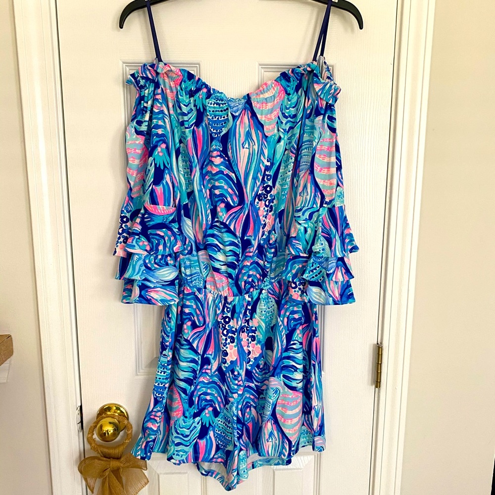 Lilly Pulitzer romper with ruffle sleeves